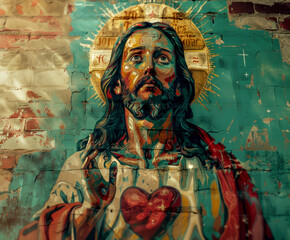 Obraz premium The suffering of Jesus Christ. AI generative.