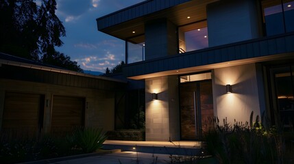 modern motion sensor led light on a house exterior