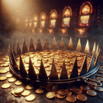 The Allure of Gold Coins and Slot Machines: Unveiling the Trap of Gambling Addiction and Compulsive Betting, Leading to Financial and Emotional Devastation. Gambling addiction concept.
