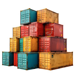 Containers for Import/Export Business Isolated on Transparent or White Background, PNG