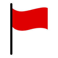 Wavy Red Flag Vector Illustration | Modern flat red flag icon | Red horizontal waving flag