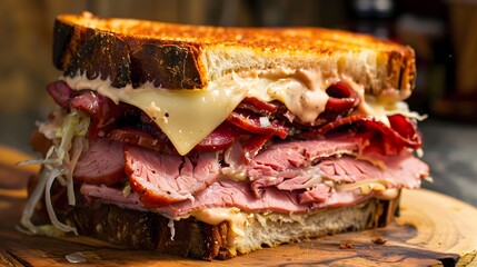 reuben sandwich on a sourdough loaf