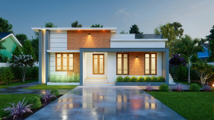 3d illustration of a newly built luxury home