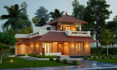 3d illustration of a newly built luxury home