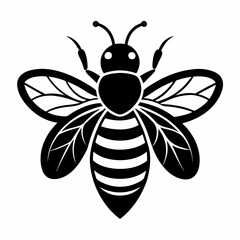 bee logo icon black shape white background
