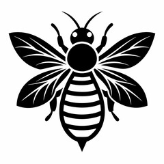 bee logo icon black shape white background