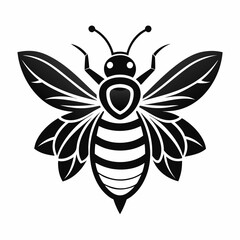 bee logo icon black shape white background