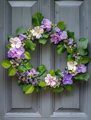 Fototapeta premium spring wreath on a cape cod porch door