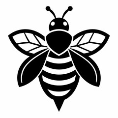 bee logo icon black shape white background