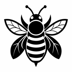 bee logo icon black shape white background