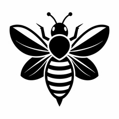 bee logo icon black shape white background