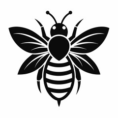 bee logo icon black shape white background