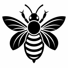 bee logo icon black shape white background