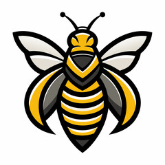 bee logo icon black shape white background