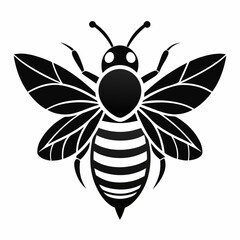 bee logo icon black shape white background