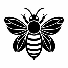 bee logo icon black shape white background