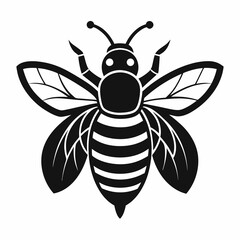 bee logo icon black shape white background