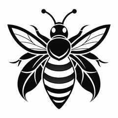 bee logo icon black shape white background