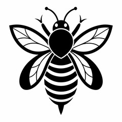 bee logo icon black shape white background