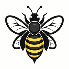 bee logo icon black shape white background