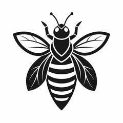 bee logo icon black shape white background