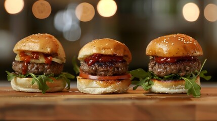 trio of mini slider burgers