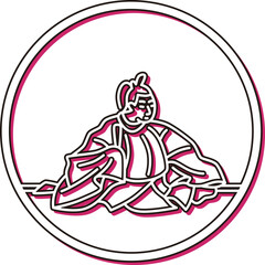 カラーシャドウ円形シンプル百人一首　紀貫之