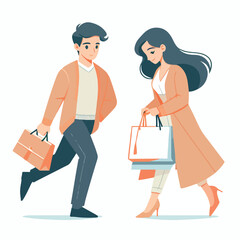 Vector image of a couple shopping