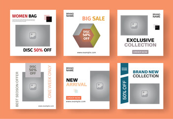 Fashion Sale Social Media Post Template Set Layout Design.