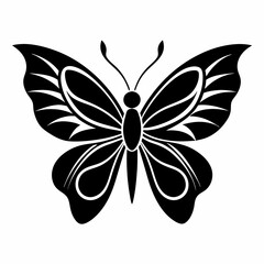Fototapeta premium Butterfly logo icon black shape white background