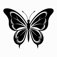 Butterfly logo icon black shape white background