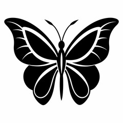 Butterfly logo icon black shape white background