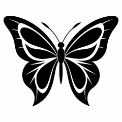 Butterfly logo icon black shape white background