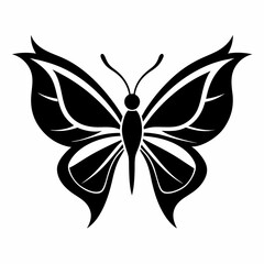 Butterfly logo icon black shape white background
