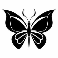 Butterfly logo icon black shape white background