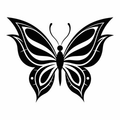Butterfly logo icon black shape white background