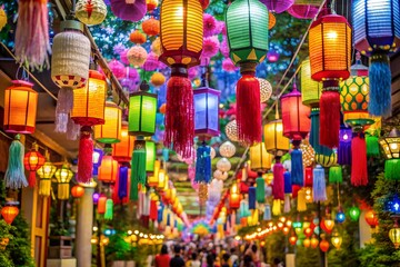 Naklejka premium Traditional Japanese Street During Tanabata Festival Celebration