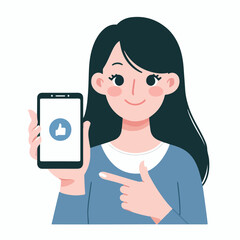 Vector image of woman holding smart phone