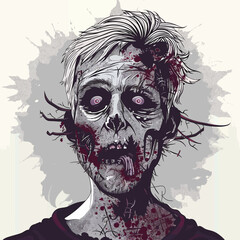 Zombie portrait Vector illustration.