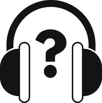 recommend clip art: Black silhouette of headphones with question mark, representing online support and frequently asked questions