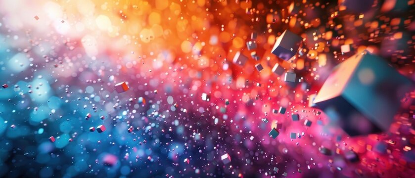 A 3D background showing objects moving towards the viewer with a sense of urgency The dynamic effect creates a feeling of motion and excitement, perfect for use in modern or high-energy designs The