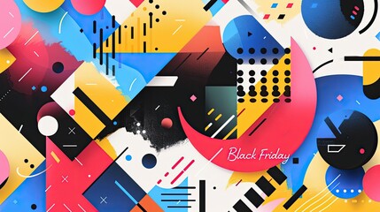 "Vibrant Geometric Black Friday Sign Draws Shoppers In"