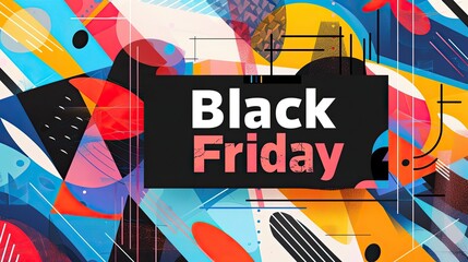 "Vibrant Black Friday Sign Against Geometric Background"