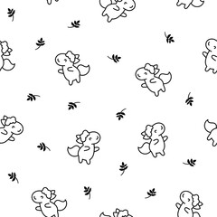 Cute kawaii pony. Seamless pattern. Coloring Page. Cartoon funny baby horse characters. Hand drawn style. Vector drawing. Design ornaments.