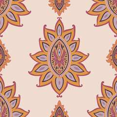 Bold Floral Motif on Cream