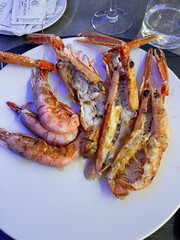 raw prawns and gambas on a plate