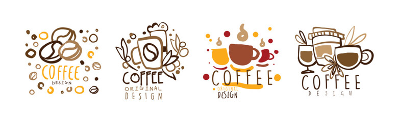Chocolate and Coffee Original Label and Logo Design Vector Set