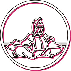 カラーシャドウ円形シンプル百人一首　謙徳公