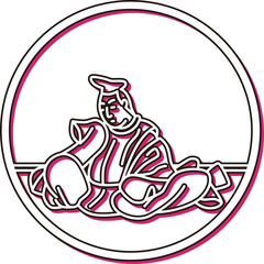 カラーシャドウ円形シンプル百人一首　曾禰好忠