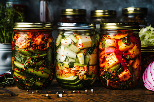 Bocaux de légumes en conserve empilés